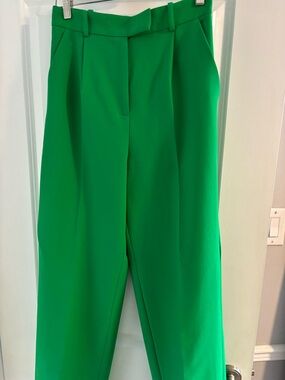 Zara Vibrant Green High-Rise Wide-Leg Trousers